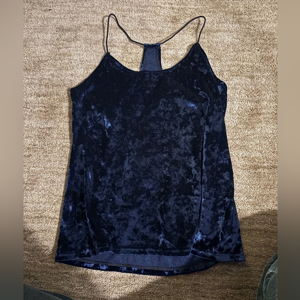 Elegant Navy Velvet Women's Top